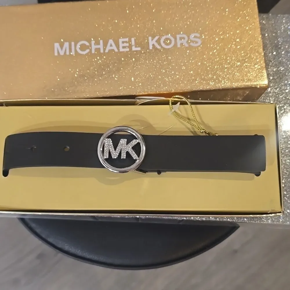Michael‎ Kors Rhinestone Logo Skinny Belt